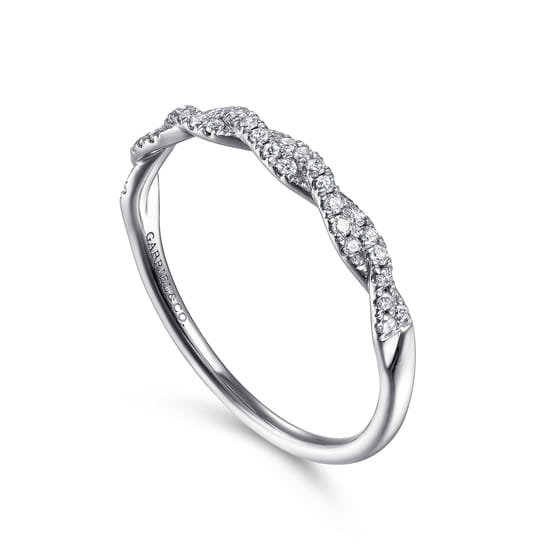 14K White Gold Diamond Band Ring angle 3