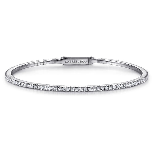 14K White Gold Diamond Bangle