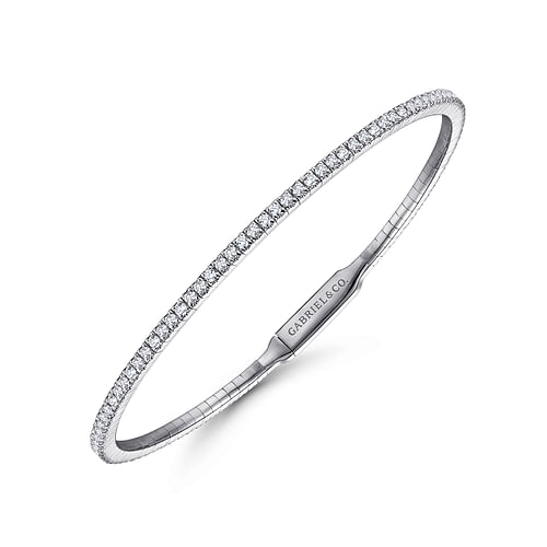 14K White Gold Diamond Bangle