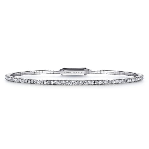 14K White Gold Diamond Bangle