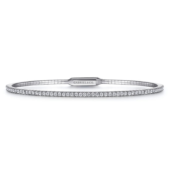 14K White Gold Diamond Bangle