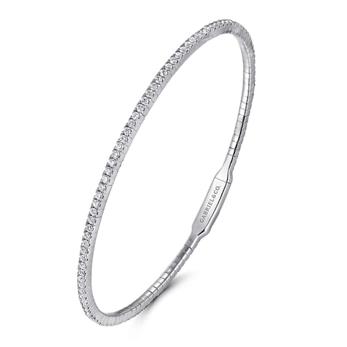 14K White Gold Diamond Bangle