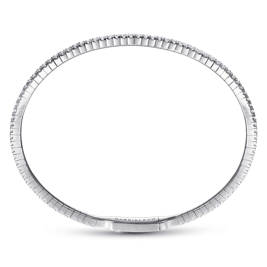 14K White Gold Diamond Bangle angle 3
