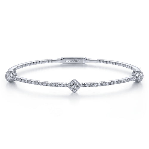 14K White Gold Diamond Bangle