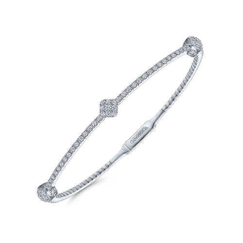 14K White Gold Diamond Bangle