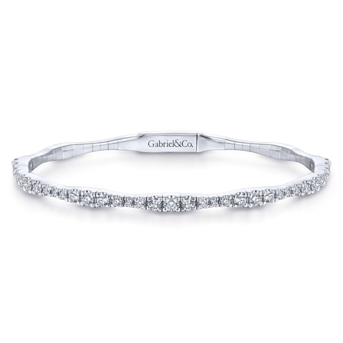 14K White Gold Diamond Bangle