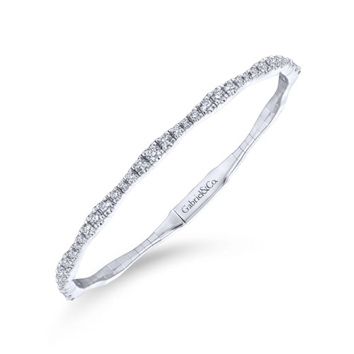 14K White Gold Diamond Bangle