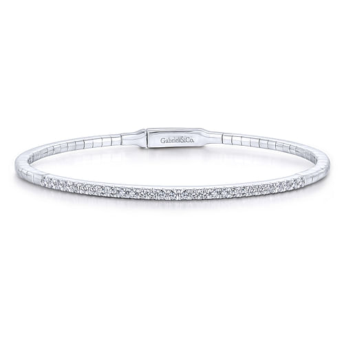 14K White Gold Diamond Bangle