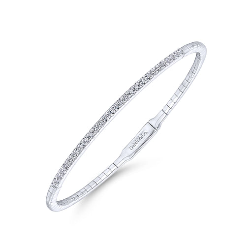 14K White Gold Diamond Bangle