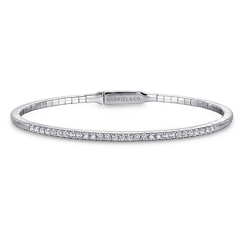 14K White Gold Diamond Bangle