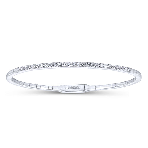 14K White Gold Diamond Bangle