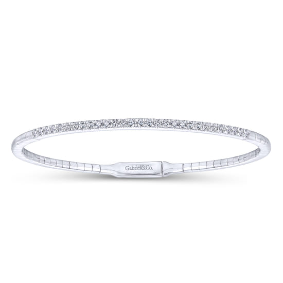 14K White Gold Diamond Bangle