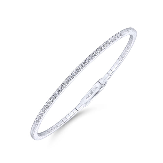 14K White Gold Diamond Bangle angle 2