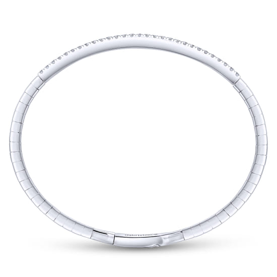 14K White Gold Diamond Bangle angle 3