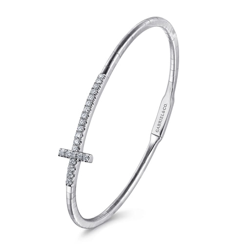 14K White Gold Diamond Bangle