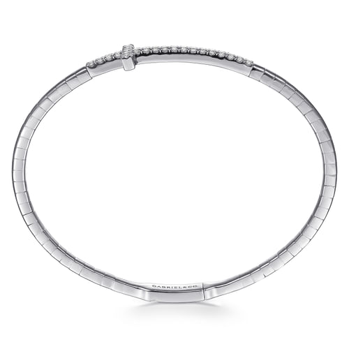 14K White Gold Diamond Bangle