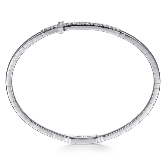 14K White Gold Diamond Bangle angle 3
