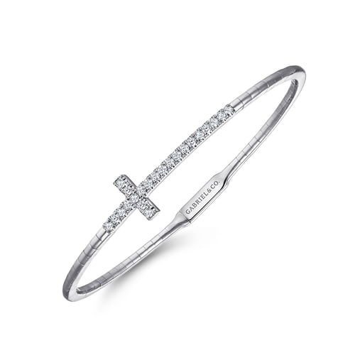 14K White Gold Diamond Bangle