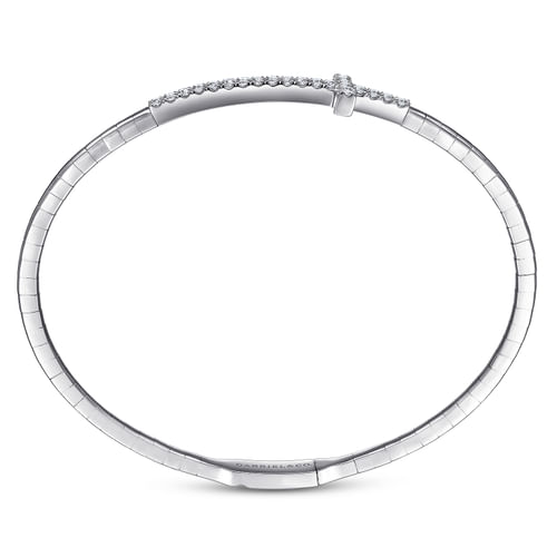 14K White Gold Diamond Bangle