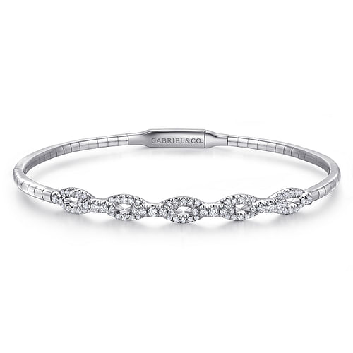 14K White Gold Diamond Bangle