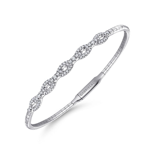 14K White Gold Diamond Bangle