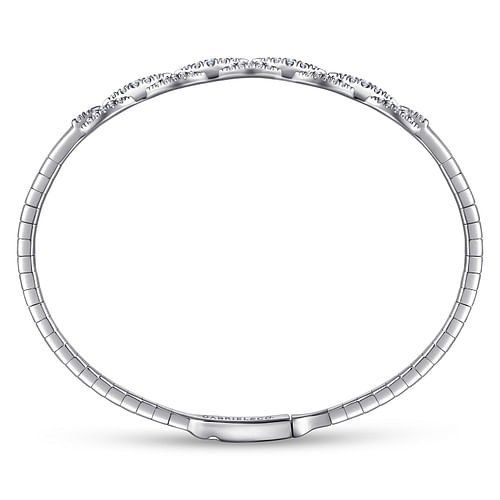 14K White Gold Diamond Bangle