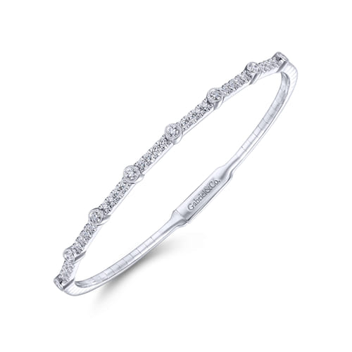 14K White Gold Diamond Bangle