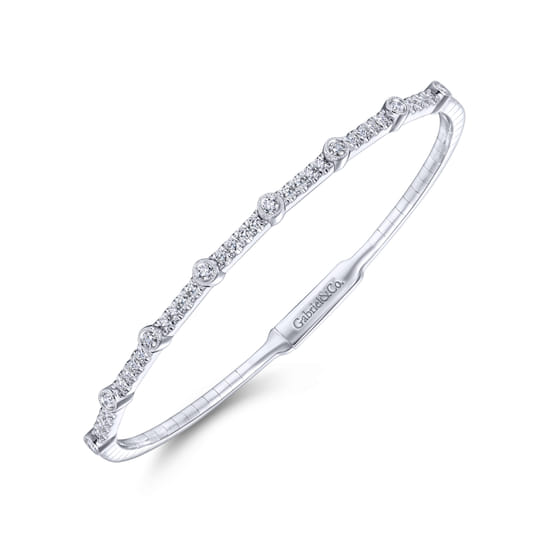 14K White Gold Diamond Bangle angle 2