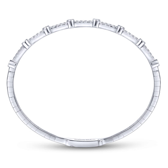 14K White Gold Diamond Bangle angle 3