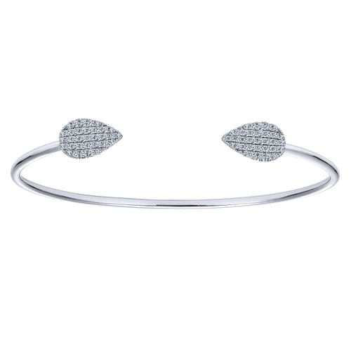 14K White Gold Diamond Bangle