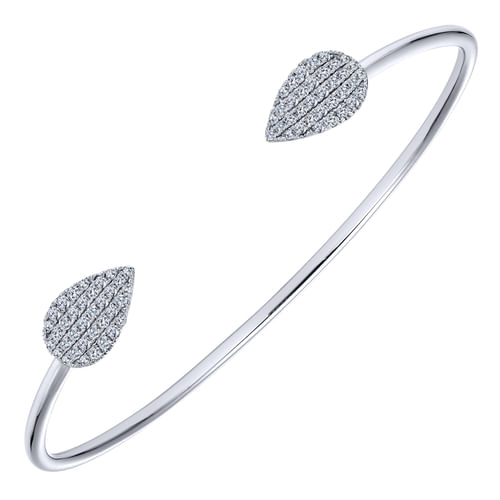14K White Gold Diamond Bangle
