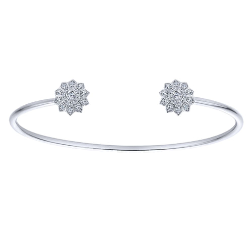 14K White Gold Diamond Bangle