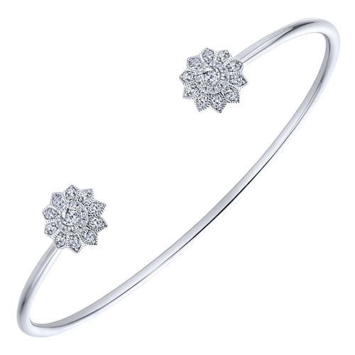 14K White Gold Diamond Bangle