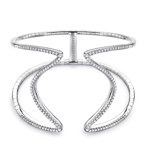 14K White Gold Diamond Bangle