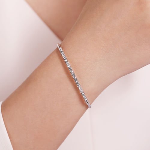 14K White Gold Diamond Bangle