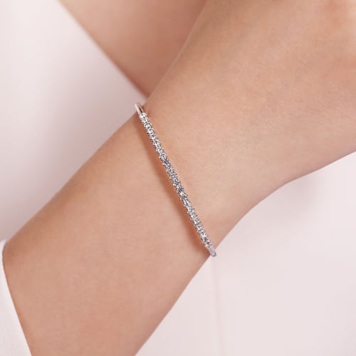 14K White Gold Diamond Bangle