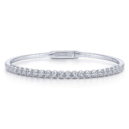 14K White Gold Diamond Bangle