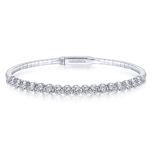 14K White Gold Diamond Bangle