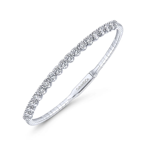 14K White Gold Diamond Bangle