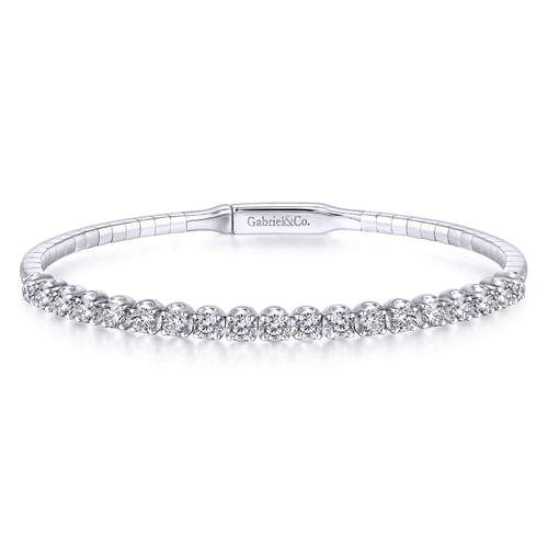 14K White Gold Diamond Bangle