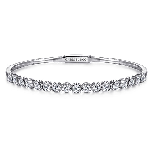 14K White Gold Diamond Bangle