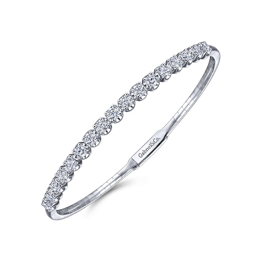 14K White Gold Diamond Bangle