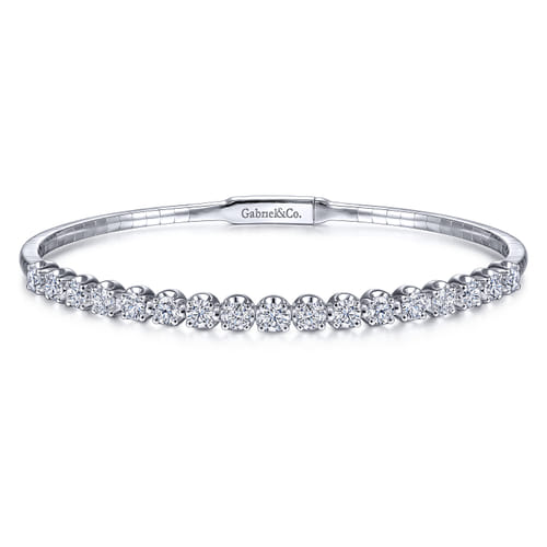 14K White Gold Diamond Bangle