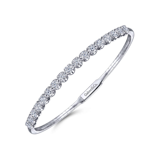 14K White Gold Diamond Bangle angle 2