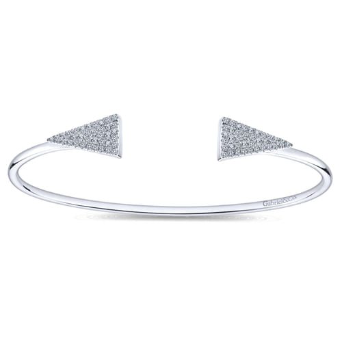 14K White Gold Diamond Bangle