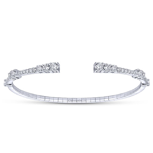 14K White Gold Diamond Bangle