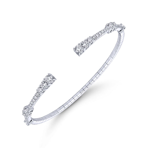 14K White Gold Diamond Bangle