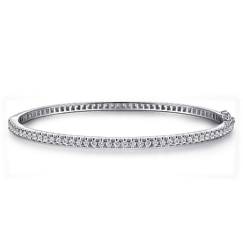 14K White Gold Diamond Bangle