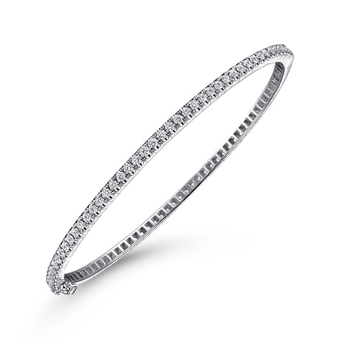 14K White Gold Diamond Bangle