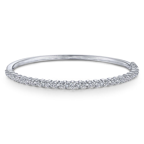 14K White Gold Diamond Bangle